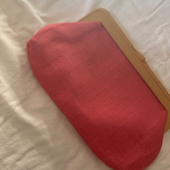 Vintage Straw? Woven Coral Clutch Bag - Picture 4 of 5